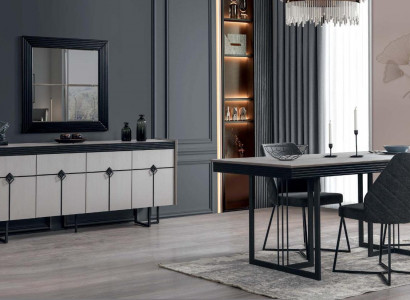 Dining room set luxury design dining table furnishings sideboard with mirror complete